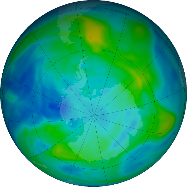 Antarctic ozone map for 27 April 2024